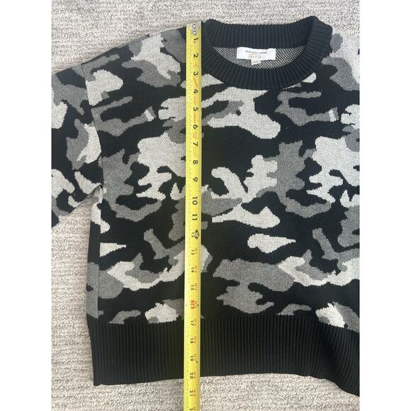 Marissa Webb Camo Sweater Black Grey Cropped Streetwear Urban, Size XS Oversized - Picture 7 of 8